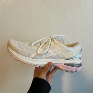 ASICS Women's Athletic Shoes - Cream and Pink